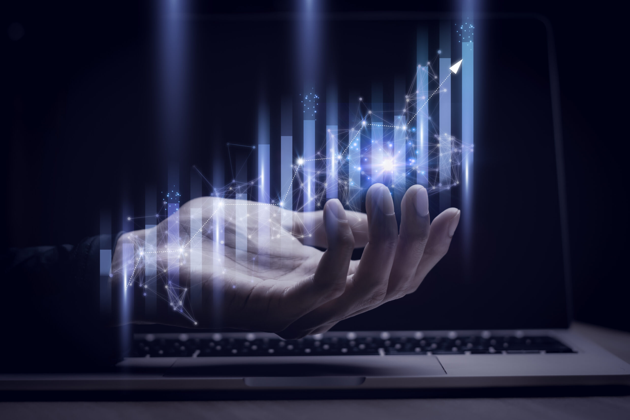 businessman holding graph goal business investoranalysis economic calculates financial data target longterm investments profitability future digital data system manager scaled